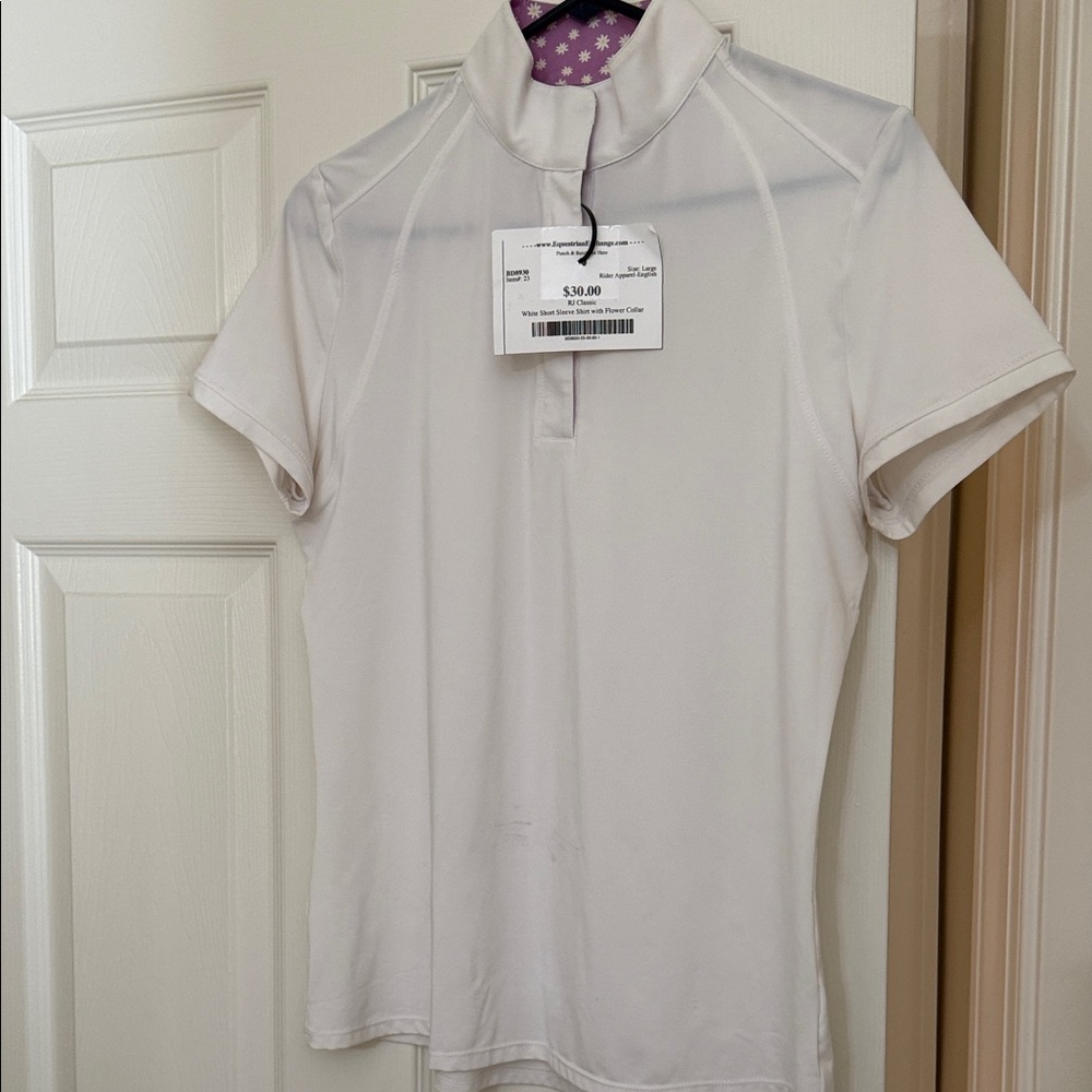 White Short Sleeve Equestrian Show Shirt